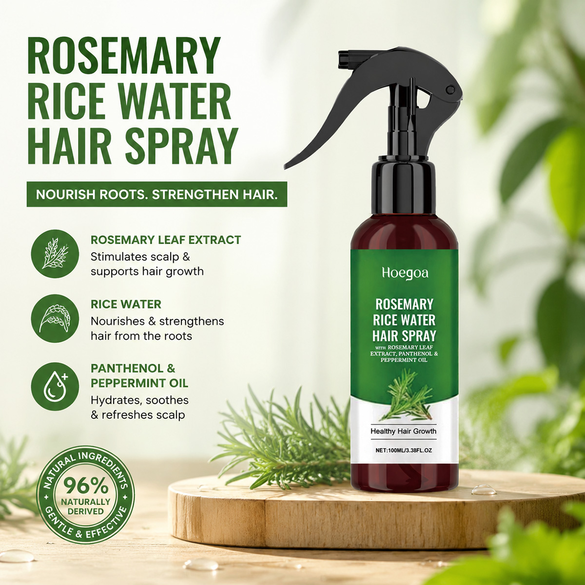 Rose Water Spray - 로즈마리 쌀뜨물 헤어 스프레이 (로즈마리 추출물
