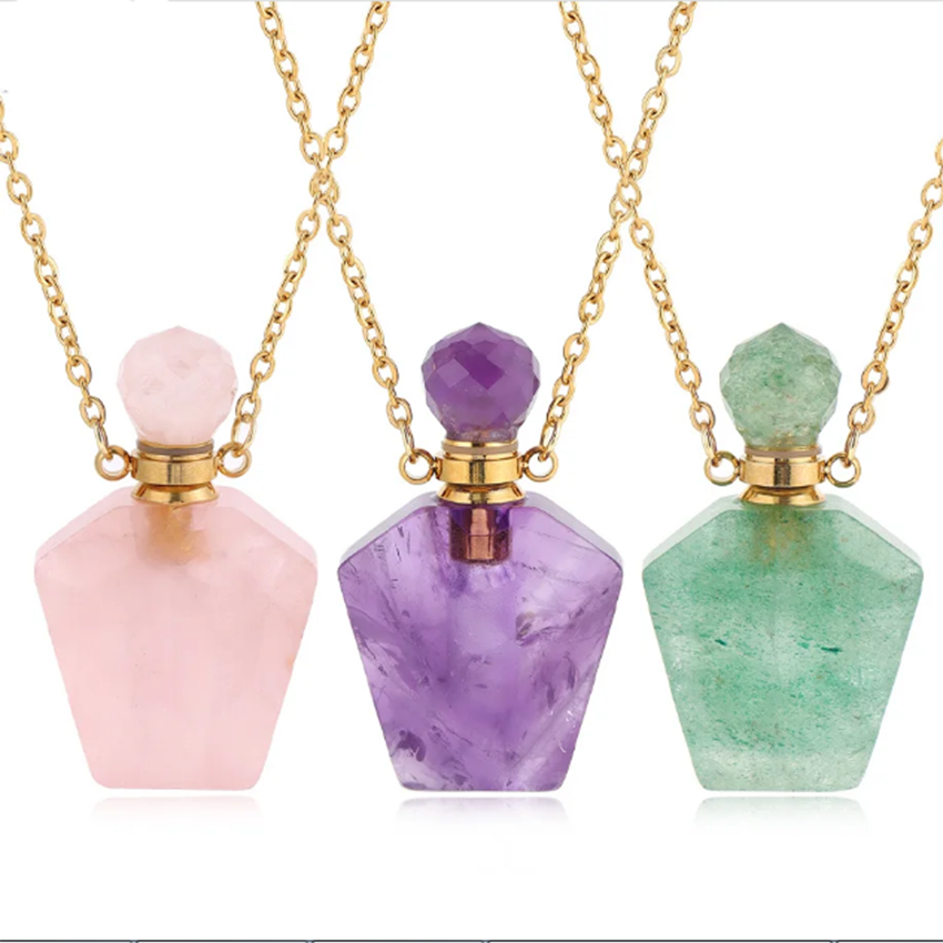 Rose Water Spray - 천연 크리스탈 스톤 향수병 펜던트 디퓨저